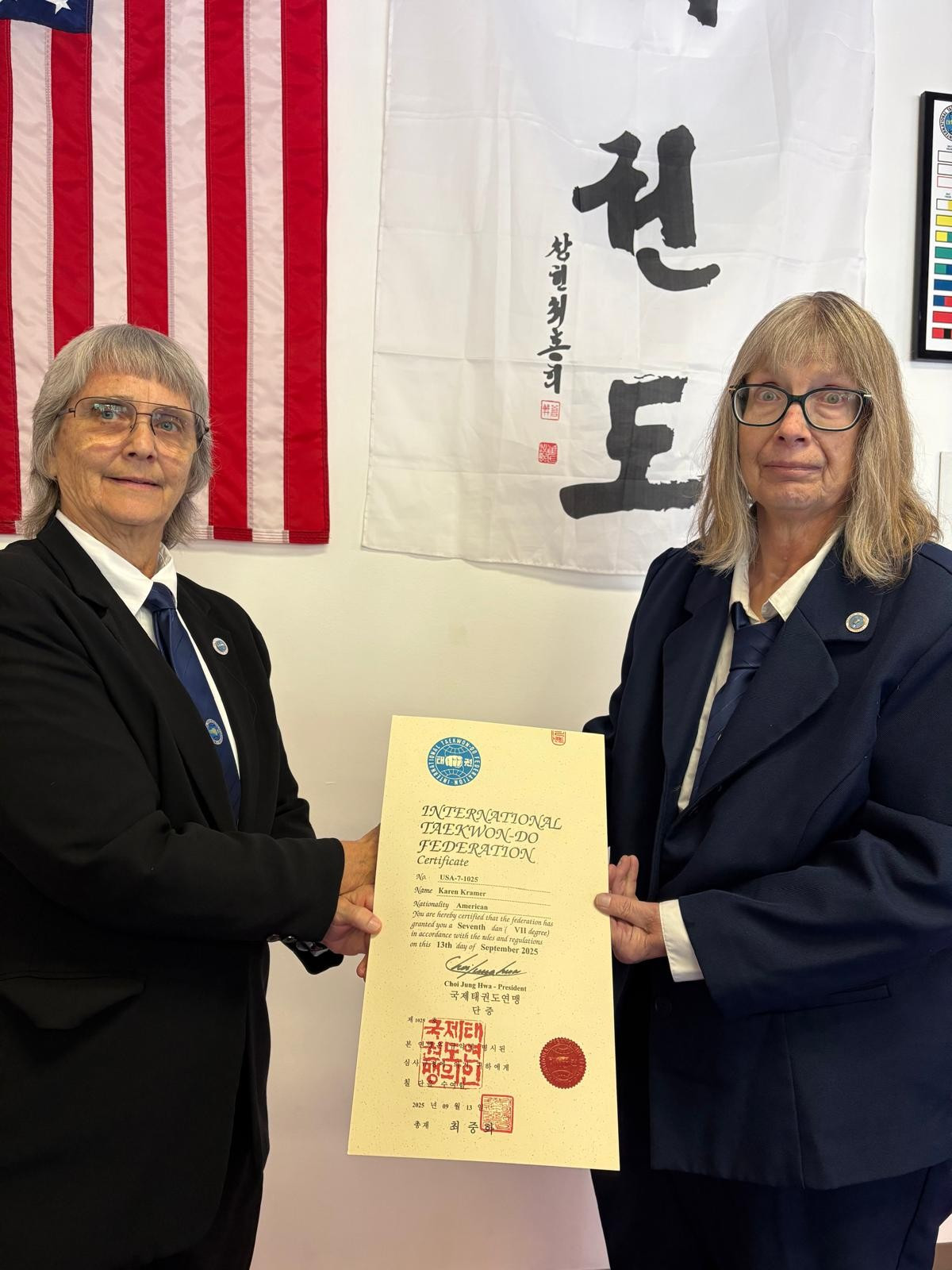 Dr. Karen Kramer Promoted to 7th Degree Master Instructor